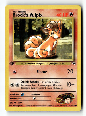Pokemon Card Brock's Vulpix 1st Edition LP Gym Heroes 073/132