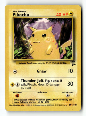 Pokemon Card Pikachu Normal LP Base Set 2 87/130