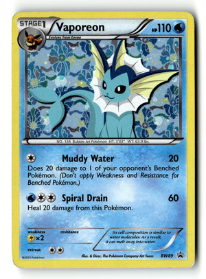 Pokemon Card Vaporeon - Holo LP Black and White Promos BW89