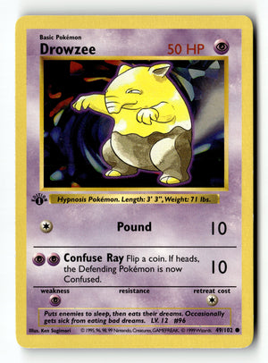 Pokemon Card Drowzee 1st Edition LP Base Set (Shadowless) 049/102