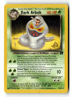 Pokemon Card Dark Arbok W STAMP LP Team Rocket 19/82