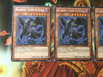 DP11-EN005 3x Blackwing - Elphin the Raven Rare 1st Edition Yugioh! Cards (back)
