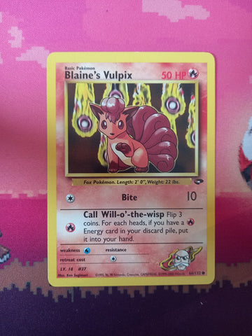 Pokemon Card Blaine's Vulpix Gym Challenge Common 66/132 Near Mint