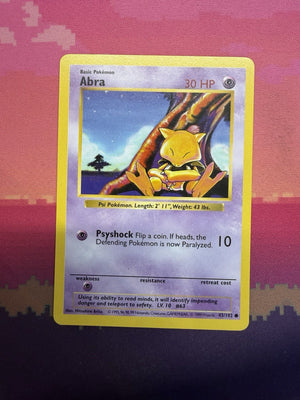 Pokemon Card Abra Shadowless Base Set Common 43/102 Near Mint