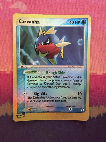 Pokemon Card Carvanha Ruby & Saphire Reverse Holo 51/109 Near Mint