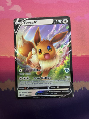 Pokemon Card Eevee V SWSH065 Black Star Promo Eevee STAMPED Near Mint