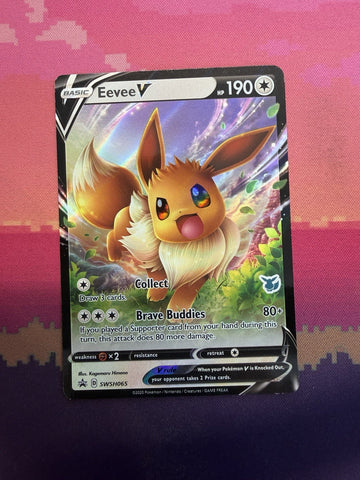 Pokemon Card Eevee V SWSH065 Black Star Promo Eevee STAMPED Near Mint