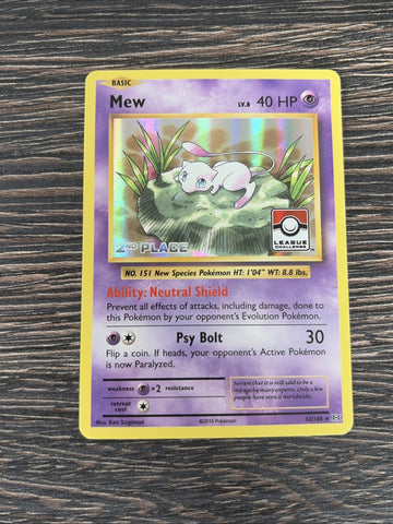 Pokemon Card Mew 2nd Place Promo Pokemon League Evolutions 53/108 Light Play
