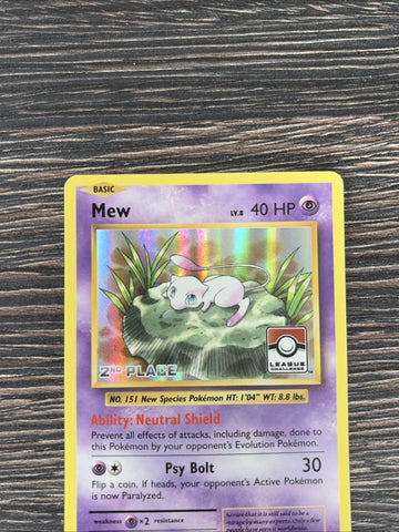 Pokemon Card Mew 2nd Place Promo Pokemon League Evolutions 53/108 Light Play (back)