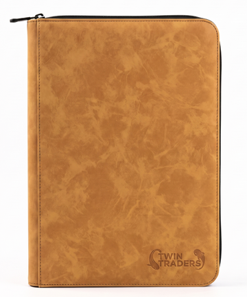 TwinTraders 9 Pocket Trading Card Binder | Premium Suede Texture | Brown