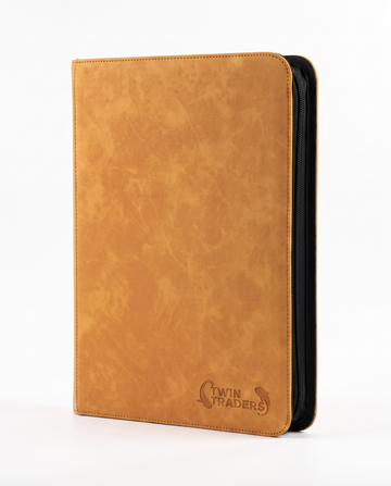 TwinTraders 9 Pocket Trading Card Binder | Premium Suede Texture | Brown (back)