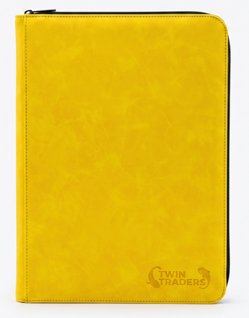 TwinTraders 9 Pocket Trading Card Binder | Premium Suede Texture | Yellow