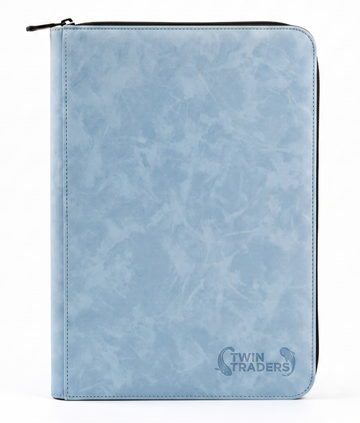 TwinTraders 9 Pocket Trading Card Binder | Premium Suede Texture | Light Blue