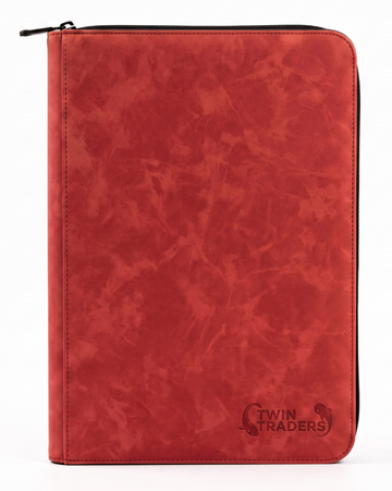 TwinTraders 9 Pocket Trading Card Binder | Premium Suede Texture | Red