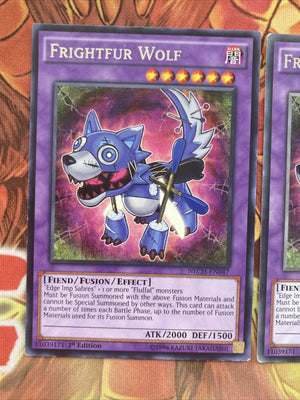 NECH-EN047 x3 Frightfur Wolf Rare 1st Edition Mint YuGiOh Card (back)