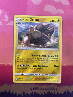 Pokemon Card Alolan Golem Team Up Reverse Holo Rare 37/181 Near Mint
