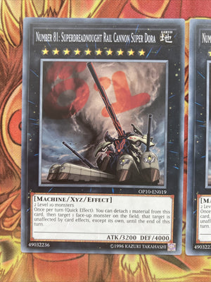 OP10 EN019 x3Number 81: Superdreadnought Rail Cannon Super Dora ommon Yugioh NM (back)