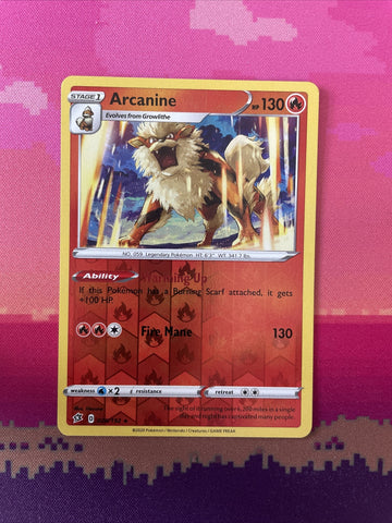 Pokemon Card Arcanine Rebel Clash Reverse Holo 028/192 Near Mint