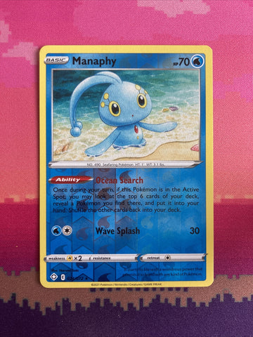 Pokemon Card Manaphy Shining Fates Reverse Holo Rare 024/072 Near Mint