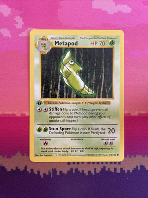 Pokemon Card Metapod Shadowless Base Set 1st Edition Common 54/102 Near Mint