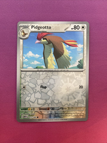 Pokemon Card Pidgeotto Scarlet & Violet 151 Reverse Holo 017/165 Near Mint