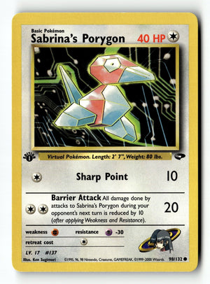 Pokemon Card Sabrina's Porygon 1st Edition LP Gym Challenge 098/132