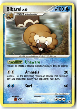 Pokemon Card Bibarel LP Stormfront Uncommon 32/100