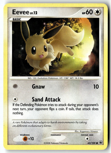 Pokemon Card Eevee (63) LP Majestic Dawn Common 63/100