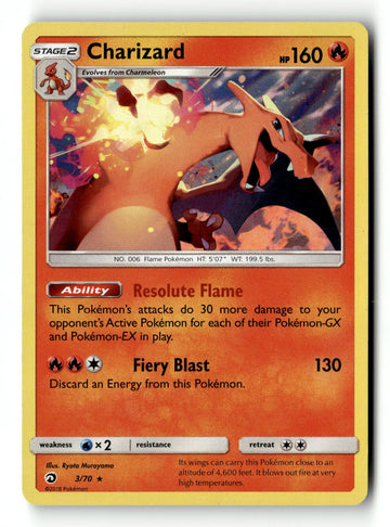 Pokemon Card Charizard - 3/70 LP Dragon Majesty Regular Rare