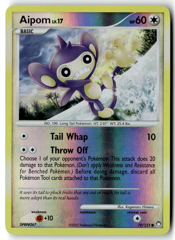 Pokemon Card Aipom LP Mysterious Treasures Reverse Holo Common 70/123