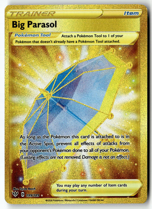 Pokemon Card Big Parasol (Secret) LP SWSH03: Darkness Ablaze Secret Rare 199/189