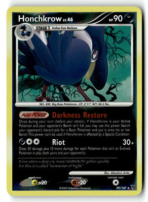 Pokemon Card Honchkrow LP Supreme Victors Rare 29