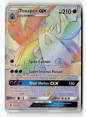 Pokemon Card Toxapex GX (Secret) Holo LP SM - Guardians Rising 154/145