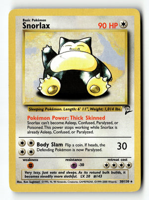 Pokemon Card Snorlax LP Base Set 2 030/130