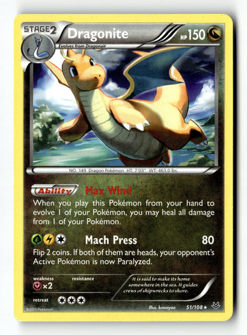 Pokemon Card Dragonite (51) LP XY - Roaring Skies 51/108