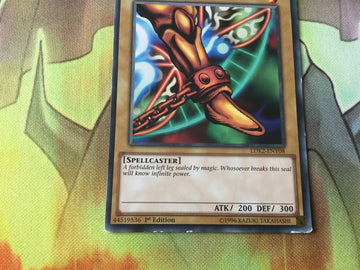 LDK2-ENY08 LEFT LEG OF THE FORBIDDEN ONE Common 1st Edition Yugioh (back)