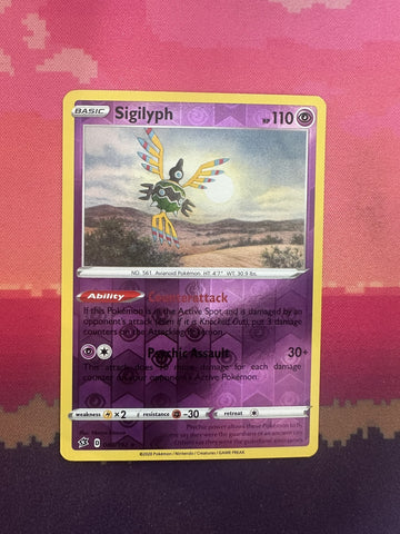 Pokemon Card Sigilyph Rebel Clash Reverse Holo 080/192 Near Mint