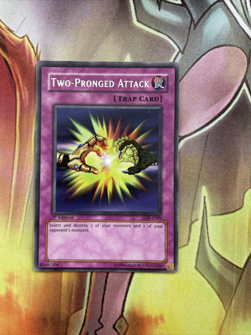 LOB-E049 Two-Pronged Attack Rare 1st Edition Excellent Yugioh