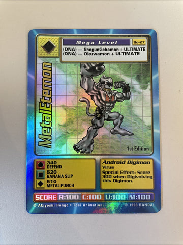 MetalEtemon Bo-27 1999 Digimon Card Holo Rare 1st Edition Bandai Light Play