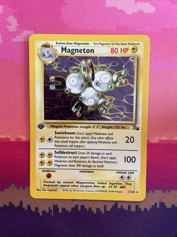 Pokemon Card Magneton Fossil 1st Edition Holo Rare 11/62 Near Mint Condition