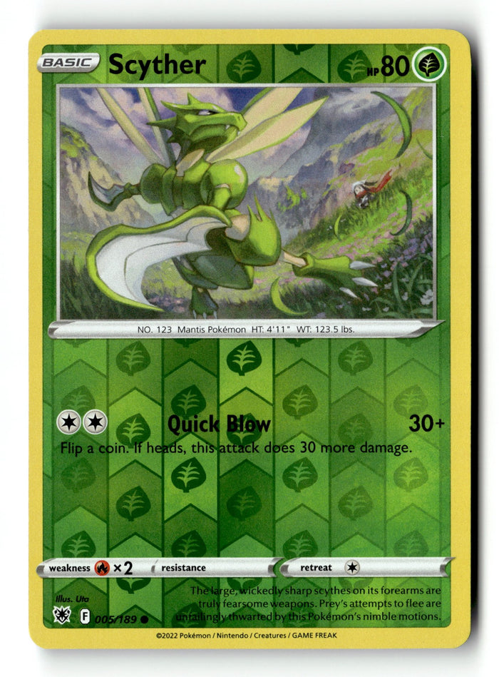 Pokemon Card Scyther (005) Reverse Holo LP SWSH10: Astral Radiance 005/189