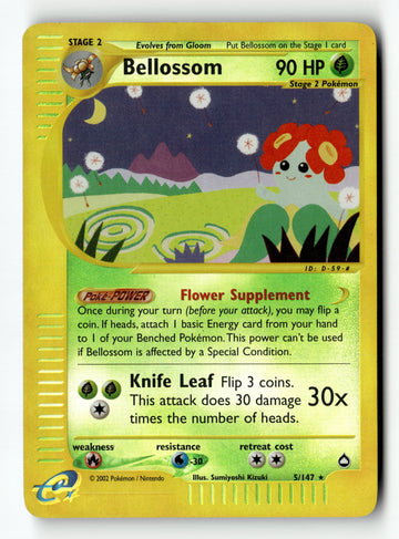 Pokemon Card Bellossom LP Aquapolis Reverse Holo Rare 5/147