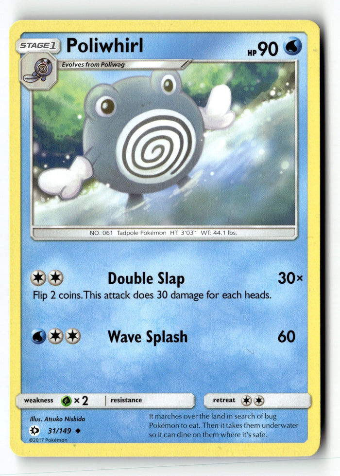 Pokemon Card Poliwhirl LP SM Base Set 31/149