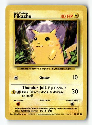 Pokemon Card Pikachu LP Base Set 58/102