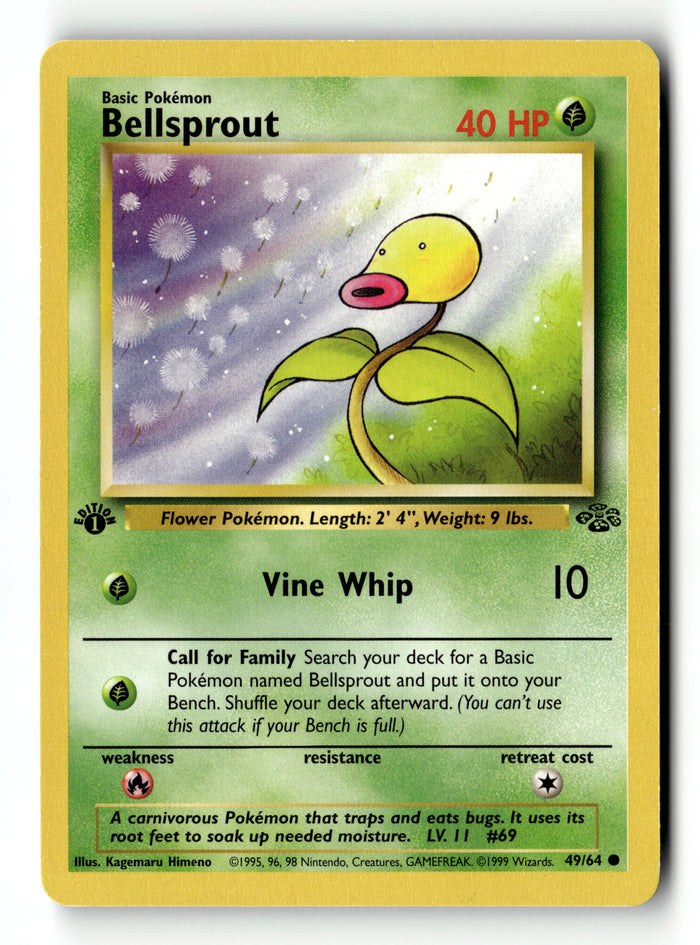 Pokemon Card Bellsprout 1st Edition LP Jungle Common 49/64