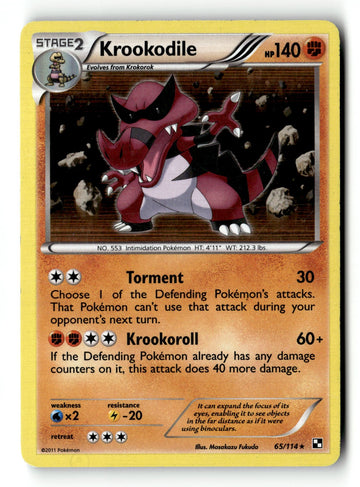 Pokemon Card Krookodile LP Black and White 65/114 Holo