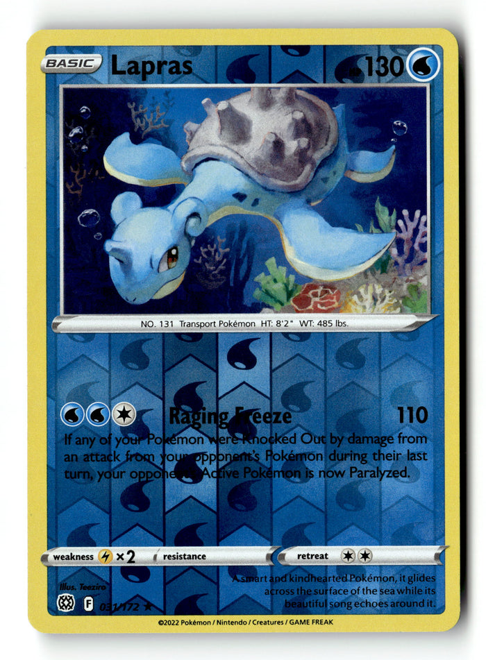 Pokemon Card Lapras Reverse Holo LP Brilliant Stars 031/172