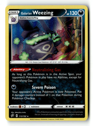 Pokemon Card Galarian Weezing LP SWSH02: Rebel Clash 113/192