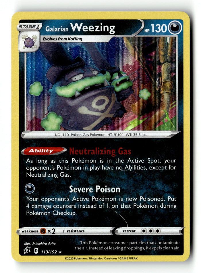 Pokemon Card Galarian Weezing LP SWSH02: Rebel Clash 113/192