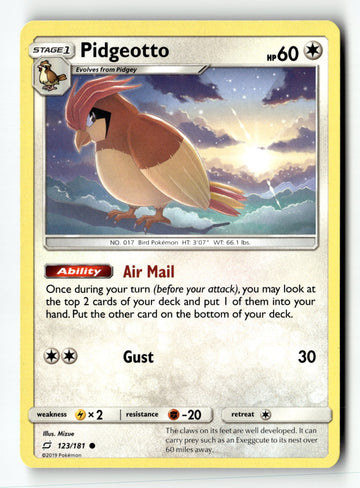 Pokemon Card Pidgeotto LP SM - Team Up 123/181
